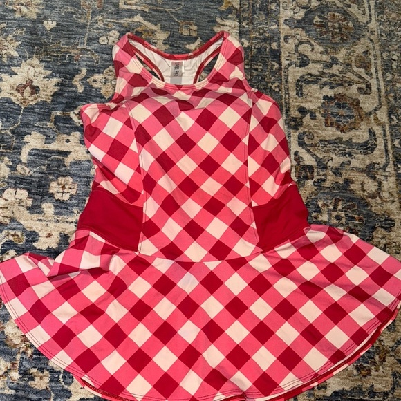 💥Lime Ricki Women’s Red/Pink Gingham Swim 1 pc Suit Dress Polyester Swimwear 2XL - Picture 1 of 16